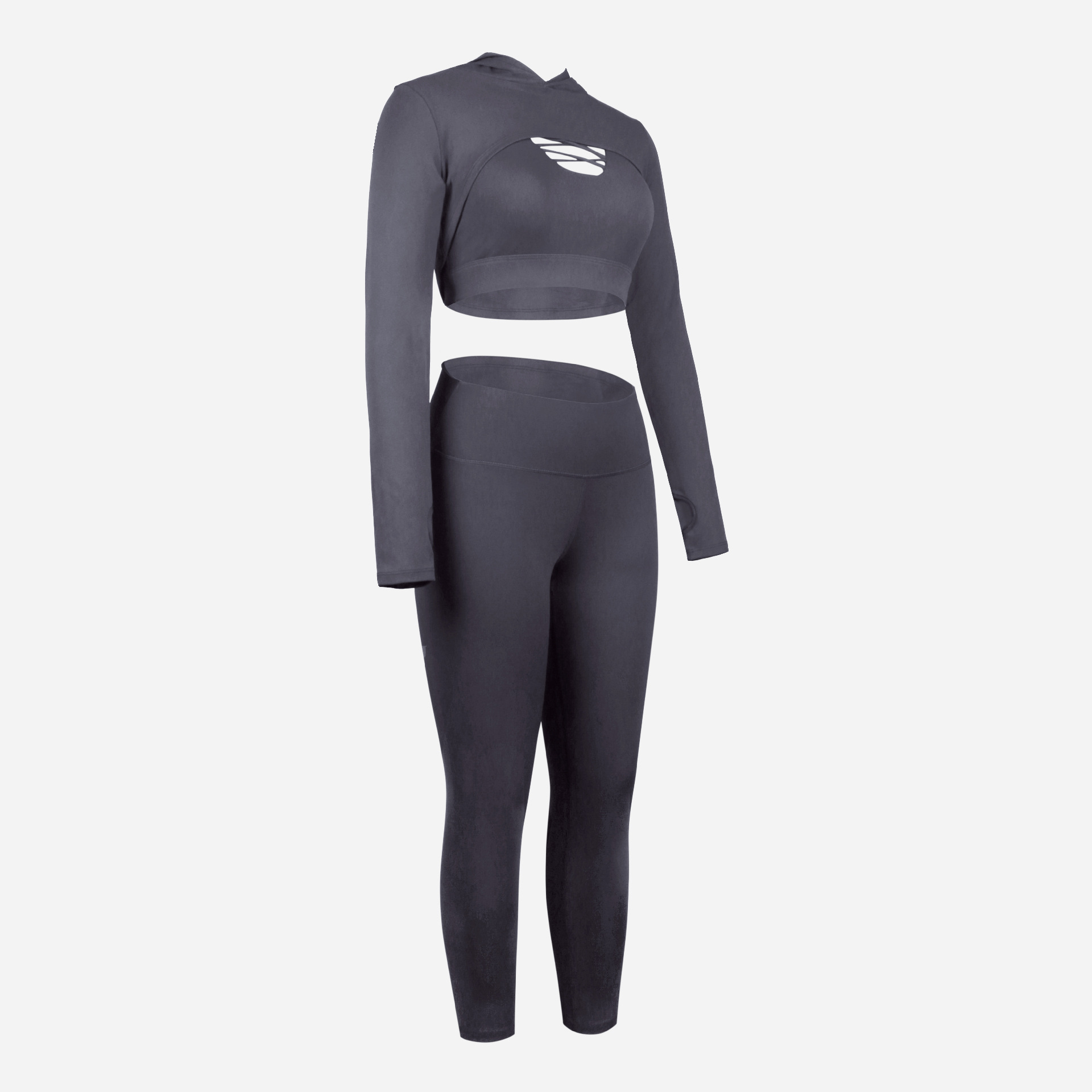 3 Pieces Yoga Fitness Set Gym Workout Cropped Hoodie Active Wear Sport Tracksuit